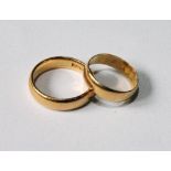 Two 22ct gold band rings. Condition Report 10.5g