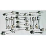 Set of twelve silver coffee spoons with cross golf clubs and another twelve, engraved, 10oz.