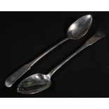 Pair of George III silver stuffing spoons.