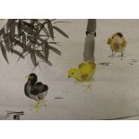A large quantity of mid 20th century painted loose scrolls including animals,