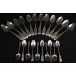 Set of twelve George III silver Scottish fiddle pattern table spoons,