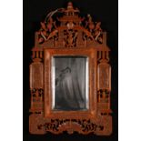 Chinese early 20th century carved wood mirror frame, elaborately carved and pierced,