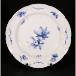 18th century German porcelain dish decorated in underglaze blue, Deutsche Blumen,