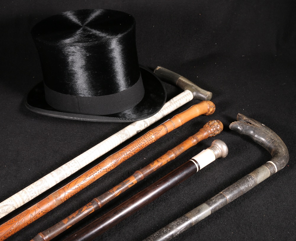 Black felt top hat, maker Henry Heath,
