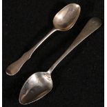 Greenock, silver teaspoon by A Campbell and another perhaps by James Cornfute,