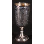 Victorian silver goblet with fern engraving and circular foot, Edinburgh 1859, 224g, 19.