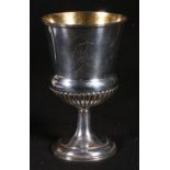 19th century silver semi fluted goblet with circular base, Maker IR & W, Newcastle no date,