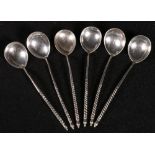 Set of six 19th century Russian 84 - zolotnik silver coffee spoons,