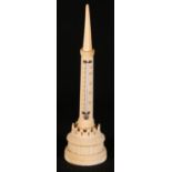 19th century ornately carved ivory desk thermometer