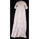 Christening robe and underskirt with elaborate embroidery, lawn and pintuck central panel,