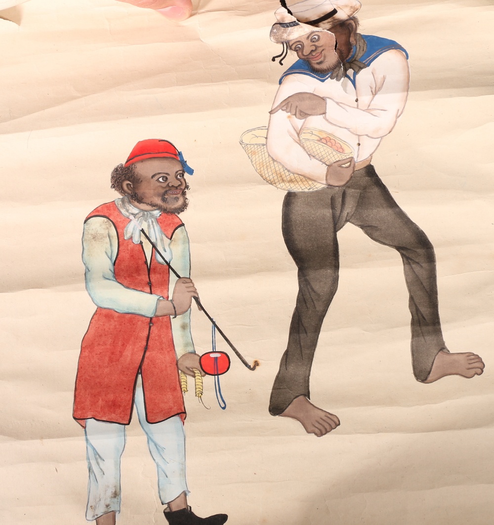 A 19th century Chinese small scroll painting depicting foreign soldiers, another depicting a Moor, - Image 5 of 5