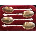 Set of four gilt silver plated apostle spoons, retailed by Cameron and Sons,