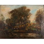 19TH CENTURY SCHOOL
Figures by a lake
Signed indistinctly, oil on canvas,