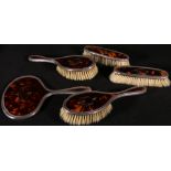 George V silver and tortoiseshell five piece vanity set, Birmingham 1926,