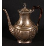 Victorian demi fluted silver hot water pot, Sheffield 1893, maker H A,