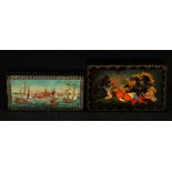 Two 20th century Russian lacquer trinket boxes,