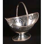 Silver bon bon oval basket with swing handle.