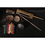 a group of Chinese items including ink sticks, opium pipe bowl,