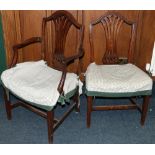 Set of eight Hepplewhite design mahogany dining chairs,