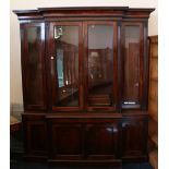 Victorian mahogany secretaire breakfront library bookcase having four glazed doors over four