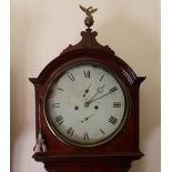 Regency longcase clock, maker John Pinkerton of Haddington, with Roman enamel dial having date and