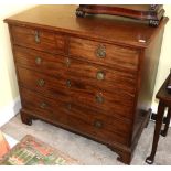 George III mahogany chest, with two short and three long drawers, on bracket feet,