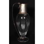 Silver mounted glass claret jug, Birmingham 1887, 31cm CONDITION REPORT: The claret jug is in good