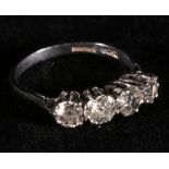 18ct white gold four stone diamond ring, the two central brillant cut stones approx 4.5mm dia.