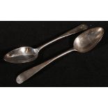 Pair of George III Scottish silver tablespoons, maker R G, Edinburgh, 1795,