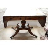 Victorian mahogany sofa table with bobbin moulded edge, on urn shaped column,