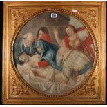 Pair of 19th century pastels in the Renaissance style, Death of Christ and the head of Christ,