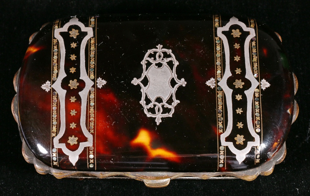 19th century tortoiseshell purse with silver and mother of pearl inlay and accordion interior