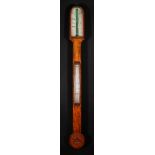 Late Victorian stick barometer by Gardner & Co of Glasgow of arched form with ivory indicator dial