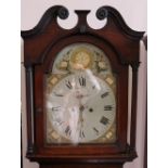 George III oak longcase clock by maker La? of Kirkcudbright having enamelled dial with Roman