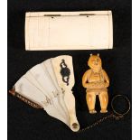 A 19th century Chinese carved ivory figure, an Anglo Indian rectangular carved snuff box 8.