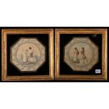 Pair of 19th century engravings of courting couples in octagonal verre eglomise frames
32cm x 32cm