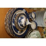 Group of Booth's Real Old Willow pattern dishes and ware comprising nine plates, six saucers,