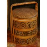 Early 20th century Chinese picnic basket with compartments,