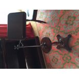 Victorian music stand with adjustable brass arm,