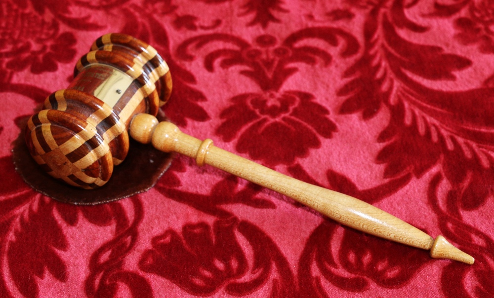 Interesting treen work gavel with engraved plaque to 'Nelson Rockefeller,