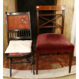 Victorian mahogany dining chair and an ebonised folding table (2)