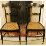 Pair of Victorian ebonised carved side chairs