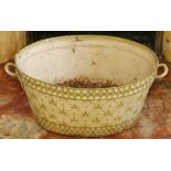 George III style painted metal two handled basin or footbath,