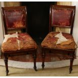 Pair of Victorian Morrison & Co mahogany and burgundy leather dining chairs,