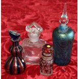 Baccarat glass perfume bottle 12cm together with a Bohemian ruby cased perfume bottle, 8.