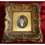 Early 19th century portrait miniature of a gentleman on ivory within a gilt frame 7cm x 5,