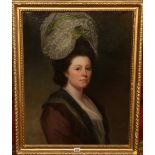 FOLLOWER OF GEORGE ROMNEY
Portrait of a lady in a green hat
Oil on canvas, 69.5cm x54cm
Label