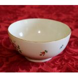 18th Chelsea footed bowl with enamel flower sprays, gold anchor mark, 16.