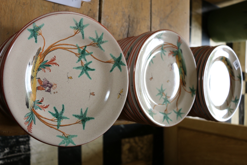 Set of forty-three Continental plates with chinoiserie decoration. CONDITION REPORT: No obvious