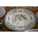 Three large 19th century platters, British flowers, Bosphorus and another.